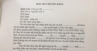 Đơn xin chuyển hộ khẩu